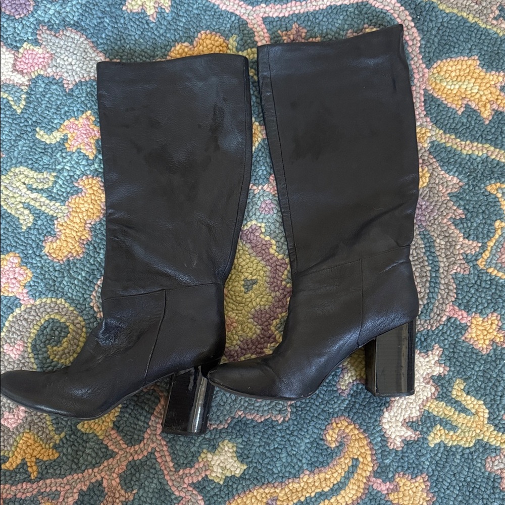 Black Knee-High Leather Boots